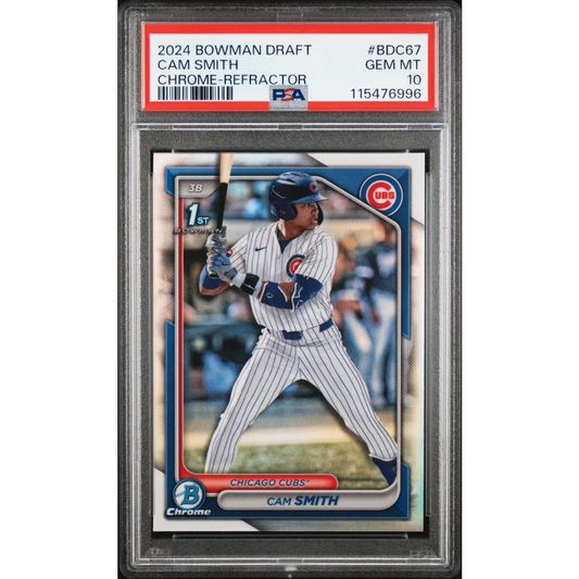 Graded 2024 Topps Bowman Draft Cam Smith #BDC67 Chrome Refractor Rookie RC Baseball Card PSA 10 Gem Mint | Hall of Fame Sports Memorabilia | vintageantiquesgifts.com