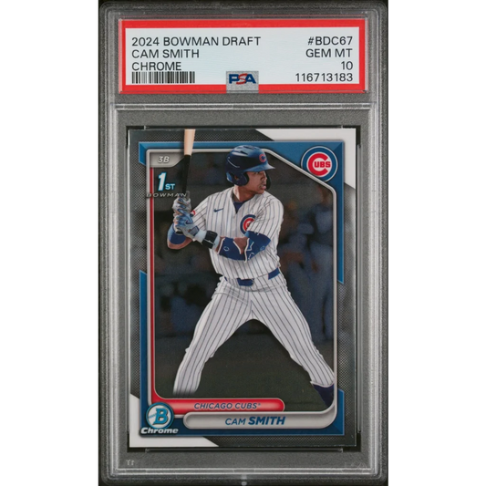 Graded 2024 Topps Bowman Draft Cam Smith #BDC67 Chrome Rookie RC Baseball Card PSA 10 Gem Mint | Hall of Fame Sports Memorabilia | vintageantiquesgifts.com