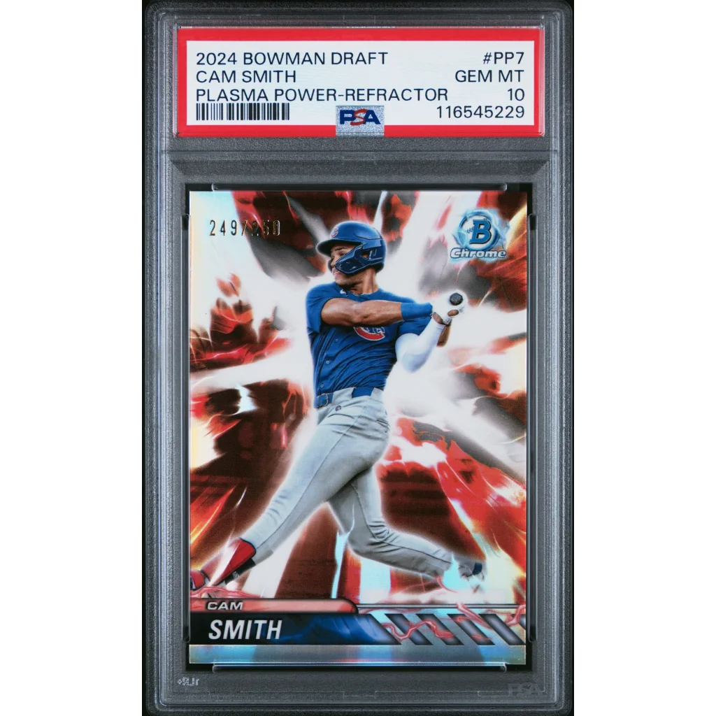 Graded 2024 Topps Bowman Draft Cam Smith #PP7 Plasma Power Refractor /250 Rookie RC Baseball Card PSA 10 Gem Mint | Hall of Fame Sports Memorabilia | vintageantiquesgifts.com