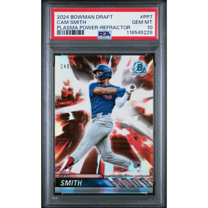 Graded 2024 Topps Bowman Draft Cam Smith #PP7 Plasma Power Refractor /250 Rookie RC Baseball Card PSA 10 Gem Mint | Hall of Fame Sports Memorabilia | vintageantiquesgifts.com