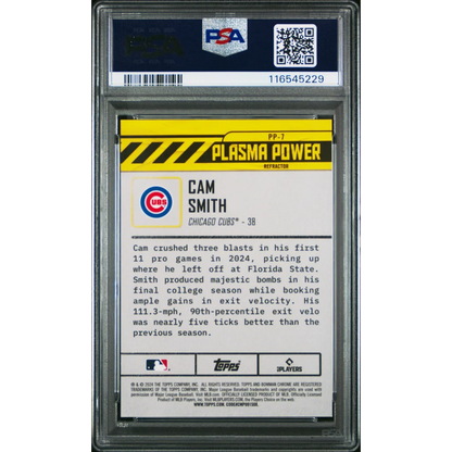 Graded 2024 Topps Bowman Draft Cam Smith #PP7 Plasma Power Refractor /250 Rookie RC Baseball Card PSA 10 Gem Mint | PSA 10 Gem Mint Graded Rookie Card | vintageantiquesgifts.com