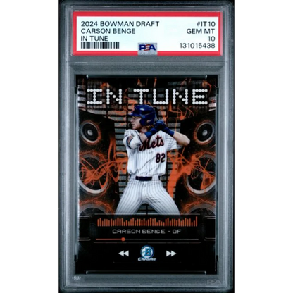 Graded PSA 10 2024 Bowman Draft Carson Benge IT10 In Tune rookie card