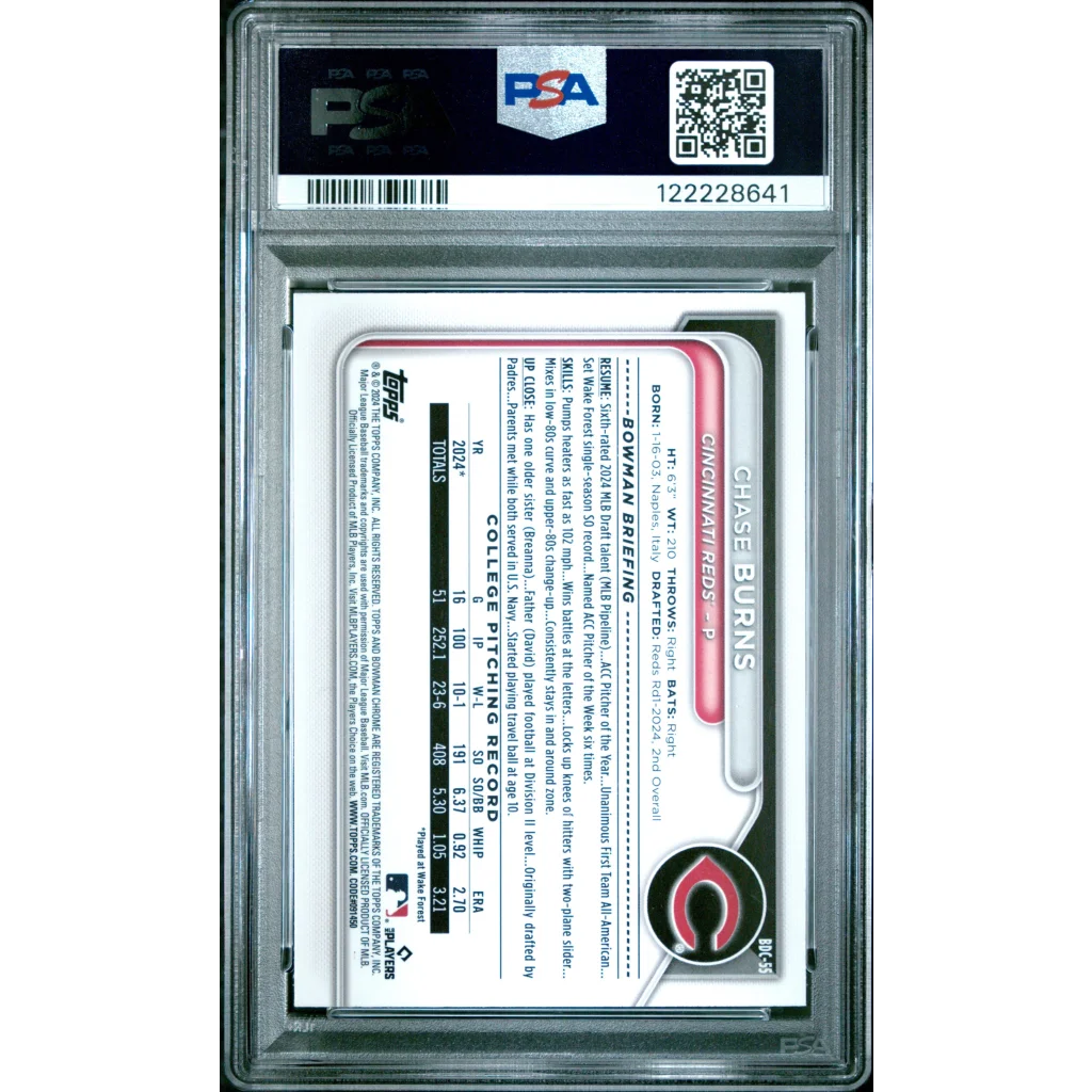 2018 Topps Chrome Pink Refractor PSA Graded Baseball Card