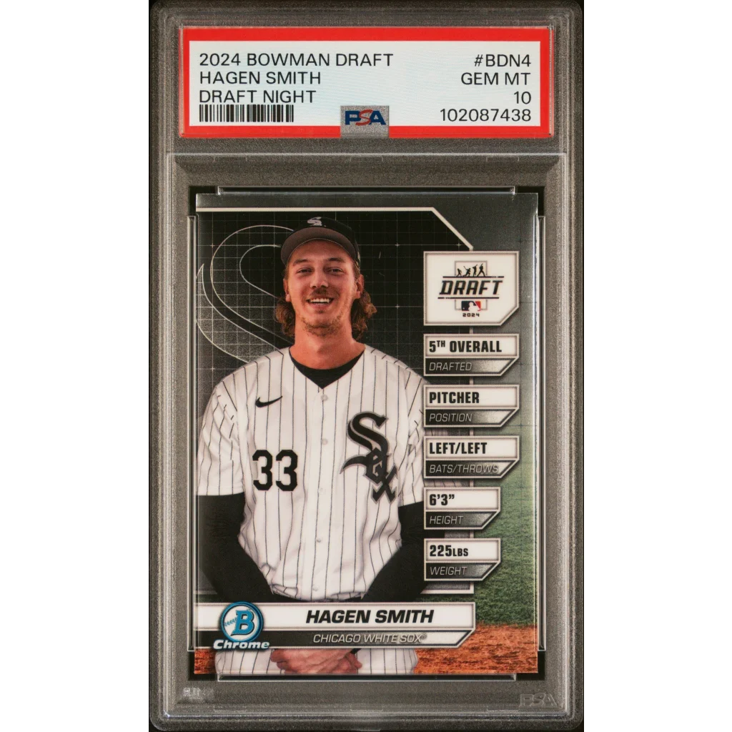 Graded 2024 Bowman Draft Hagen Smith sports card Topps Bowman Draft rookie gem