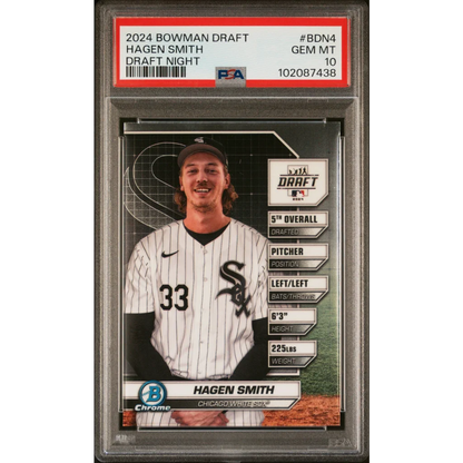 Graded 2024 Bowman Draft Hagen Smith sports card Topps Bowman Draft rookie gem