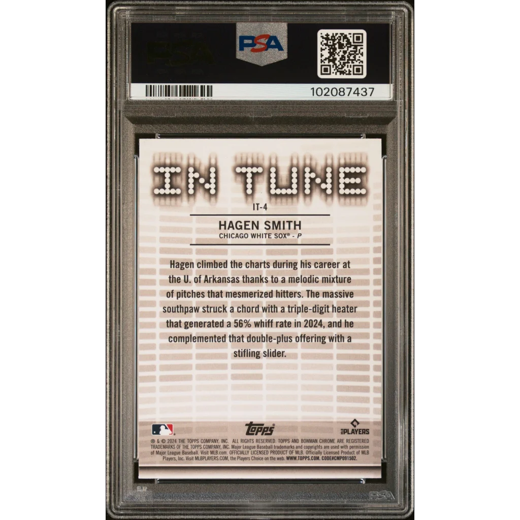 Graded 2024 Topps Bowman Draft Hagen Smith #IT4 In Tune Rookie RC Baseball Card PSA 10 Gem Mint | PSA 10 Gem Mint Graded Rookie Card | vintageantiquesgifts.com