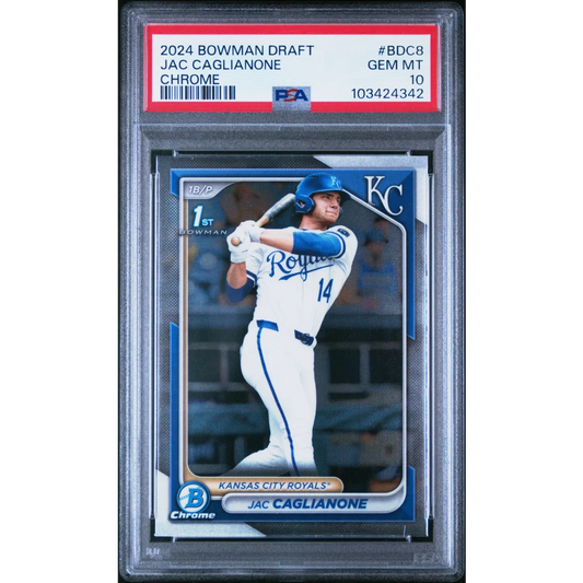 Graded 2024 Topps Bowman Draft Jac Caglianone #BDC8 Chrome Rookie RC Baseball Card PSA 10 Gem Mint | Hall of Fame Sports Memorabilia | vintageantiquesgifts.com