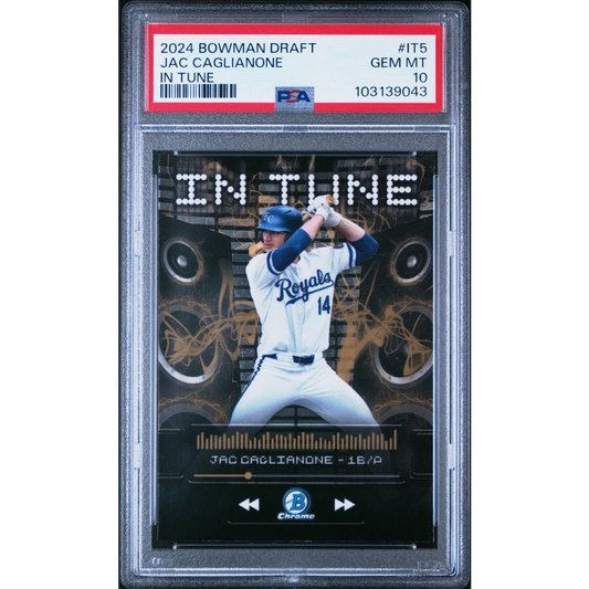 Graded 2024 Topps Bowman Draft Jac Caglianone #IT5 In Tune Rookie RC Baseball Card PSA 10 Gem Mint | Hall of Fame Sports Memorabilia | vintageantiquesgifts.com