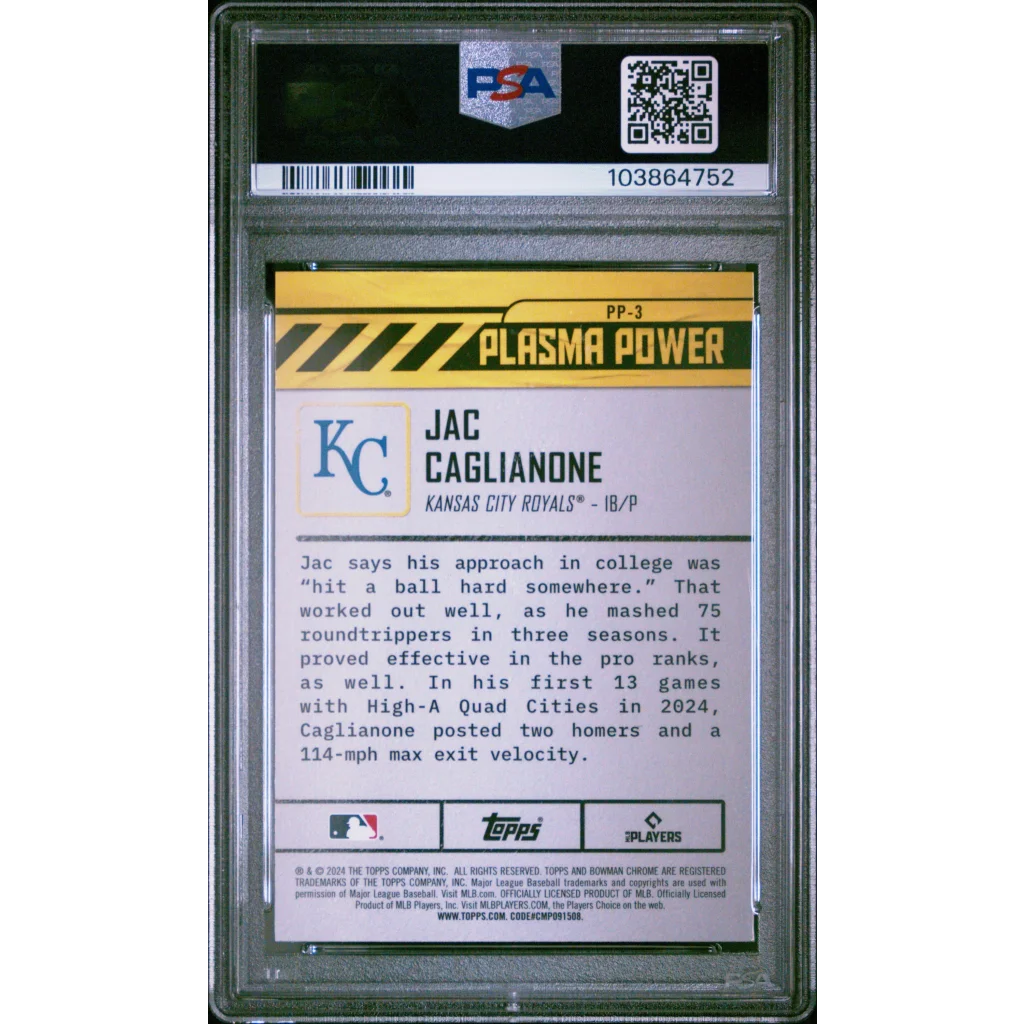PSA 10 Graded 2024 Topps Bowman Draft Jac Caglianone Plasma Power Rookie Card