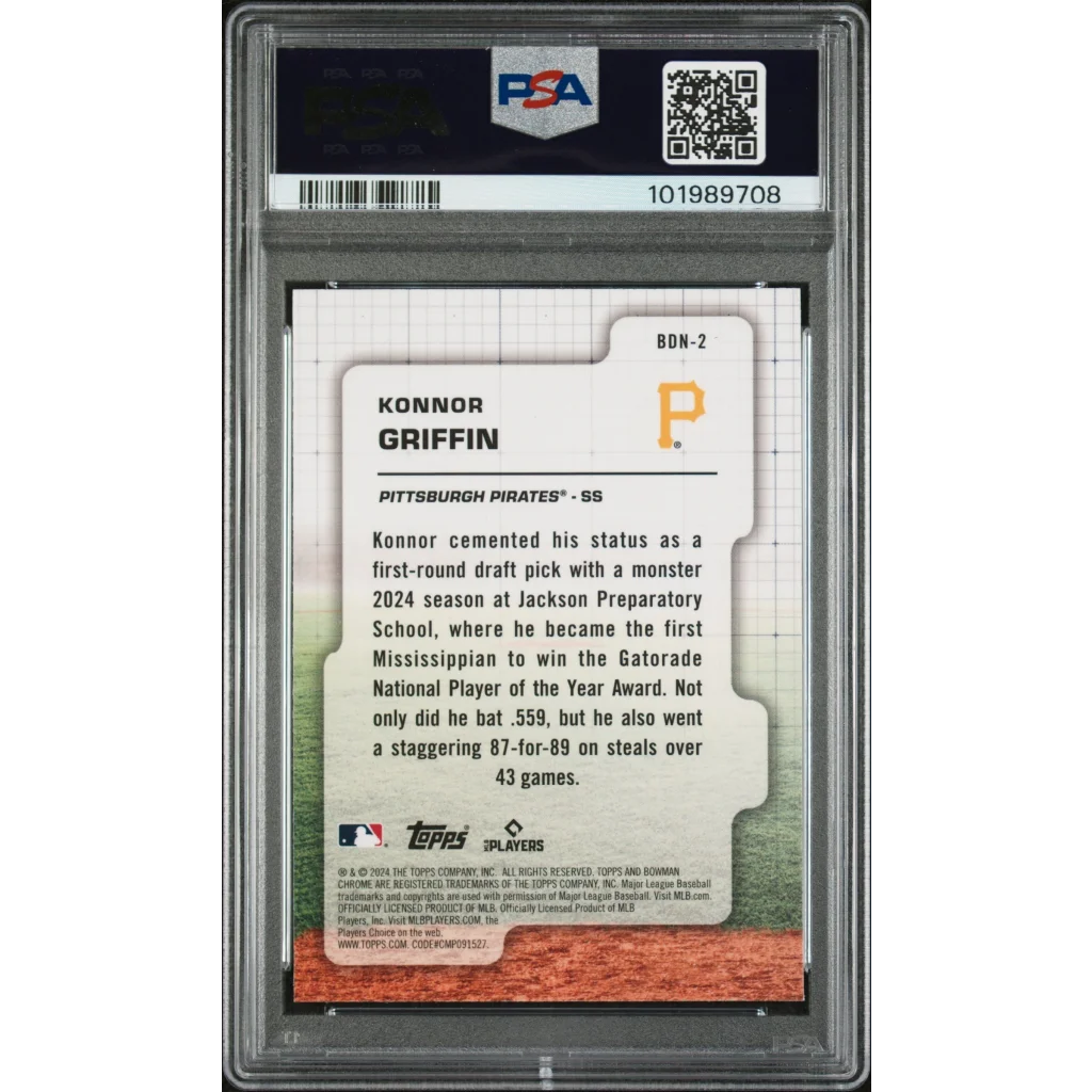 PSA 10 Graded 2024 Topps Bowman Draft Konnor Griffin Pirates Rookie Card