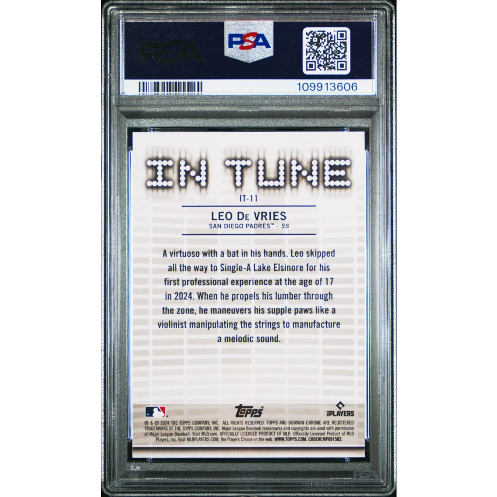 Graded PSA 10 Leo De Vries 2024 Bowman Draft In Tune Baseball Card