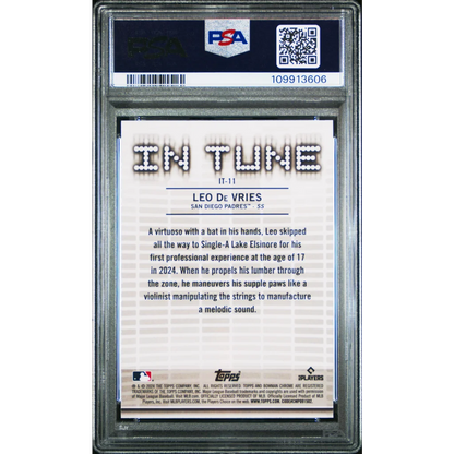 Graded PSA 10 Leo De Vries 2024 Bowman Draft In Tune Baseball Card