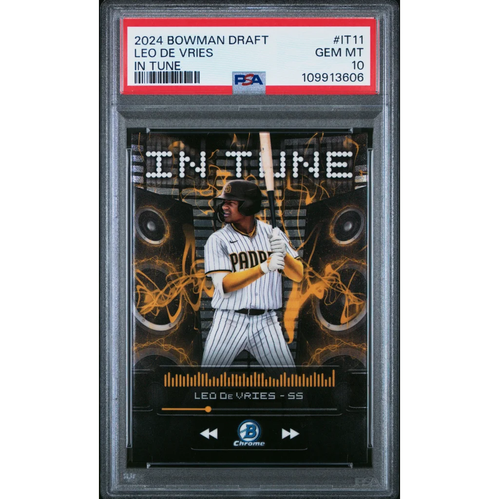 Graded GEM MT 10 Leo De Vries 2024 Bowman Draft In Tune baseball card