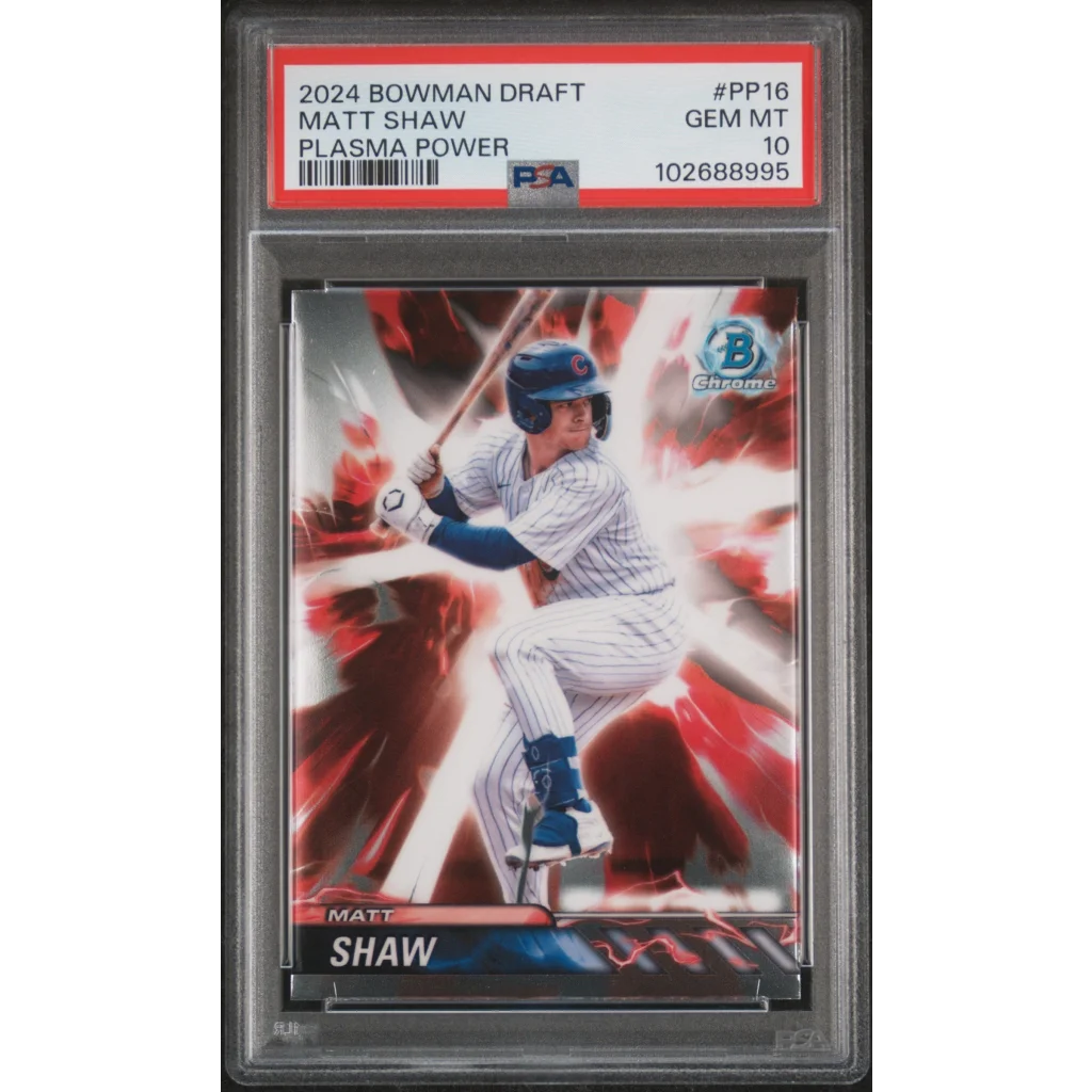 Graded PSA 10 2024 Bowman Draft Matt Shaw Plasma Power rookie card