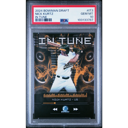 Graded 2024 Topps Bowman Draft Nick Kurtz #IT3 In Tune Rookie RC Baseball Card PSA 10 Gem Mint | Hall of Fame Sports Memorabilia | vintageantiquesgifts.com