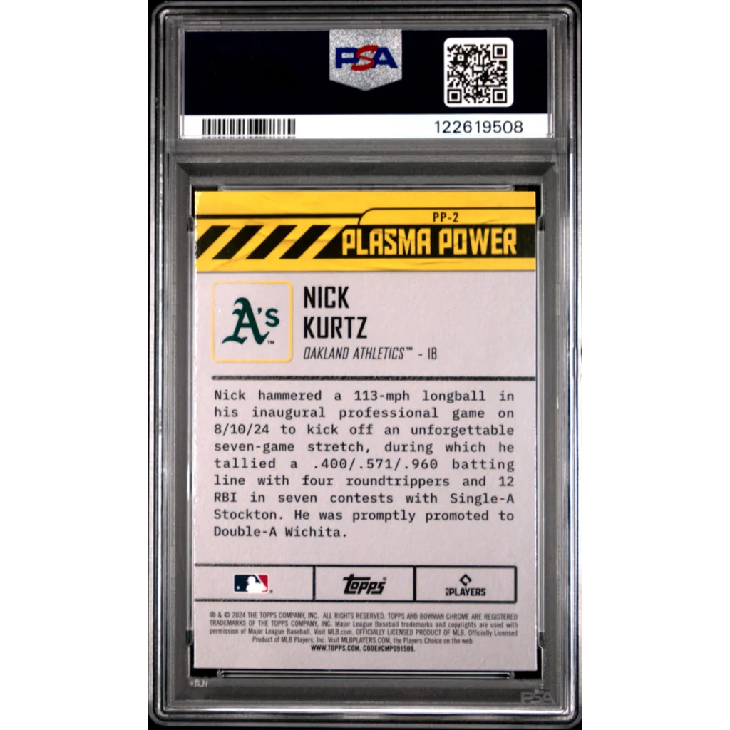 PSA 10 Graded 2024 Topps Bowman Draft Nick Kurtz Plasma Power Rookie Card