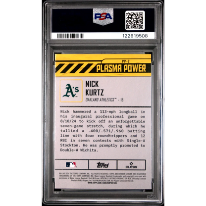 PSA 10 Graded 2024 Topps Bowman Draft Nick Kurtz Plasma Power Rookie Card