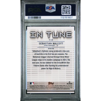 Graded 2024 Topps Bowman Draft Sebastian Walcott IT20 In Tune Refractor 250 Rookie RC Baseball Card PSA 10 Gem Mint | PSA 10 Gem Mint Graded Rookie Card | vintageantiquesgifts.com