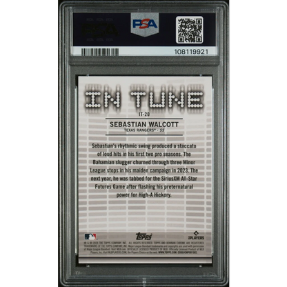 Graded 2024 Topps Bowman Draft Sebastian Walcott #IT20 In Tune Rookie RC Baseball Card PSA 10 Gem Mint | PSA 10 Gem Mint Graded Rookie Card | vintageantiquesgifts.com