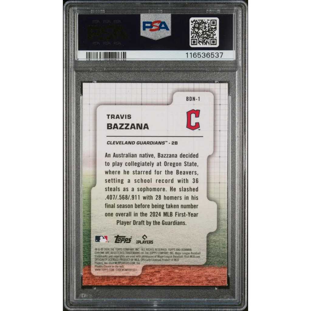 PSA graded Travis Bazzana baseball card from Bowman Draft by professional sports authenticator