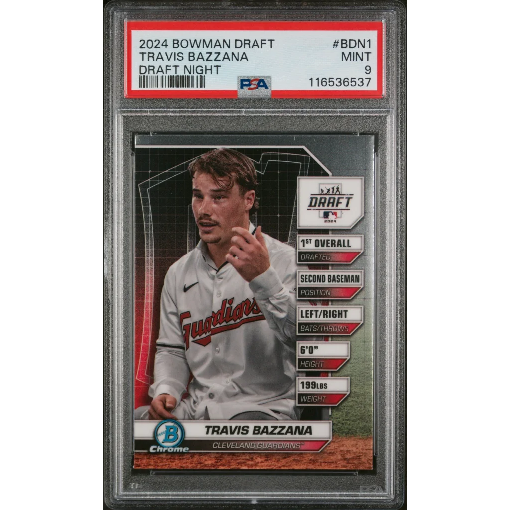 PSA graded 2024 Bowman Draft Travis Bazzana baseball card by professional sports authenticator
