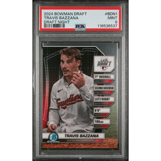 PSA graded 2024 Bowman Draft Travis Bazzana baseball card by professional sports authenticator