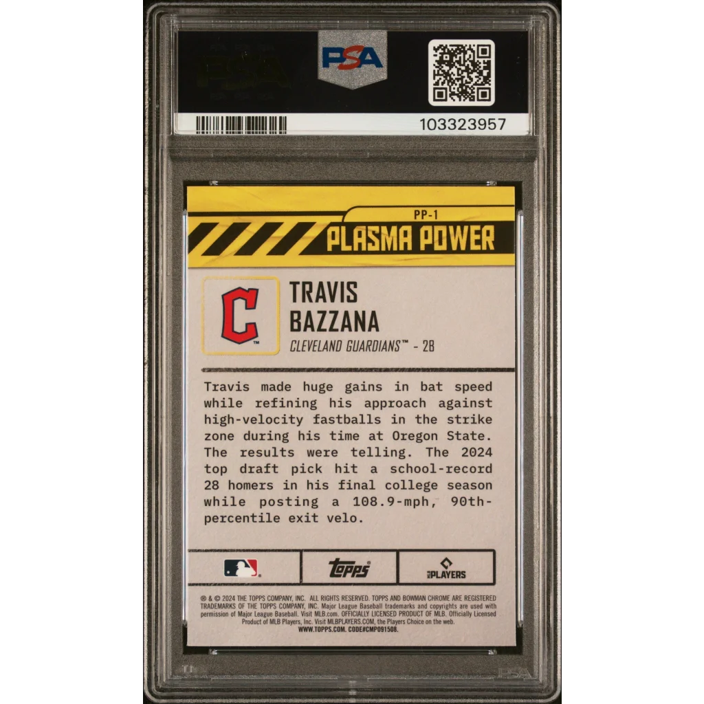 Graded 2024 Topps Bowman Draft Travis Bazzana #PP1 Plasma Power Rookie RC Baseball Card PSA 10 Gem Mint | PSA 10 Gem Mint Graded Rookie Card | vintageantiquesgifts.com