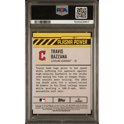 Graded 2024 Topps Bowman Draft Travis Bazzana #PP1 Plasma Power Rookie RC Baseball Card PSA 10 Gem Mint | PSA 10 Gem Mint Graded Rookie Card | vintageantiquesgifts.com