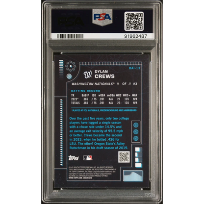 Graded 2024 Topps Bowman Dylan Crews #BAI13 AI Rookie RC Baseball Card PSA 10 Gem Mint | PSA 10 Gem Mint Graded Rookie Card | vintageantiquesgifts.com
