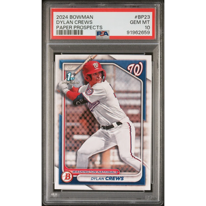 Graded 2024 Topps Bowman Dylan Crews #BP23 Paper Prospects Rookie RC Baseball Card PSA 10 Gem Mint | Hall of Fame Sports Memorabilia | vintageantiquesgifts.com