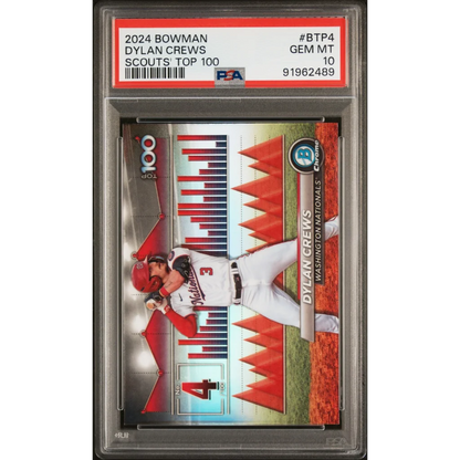 Graded 2024 Topps Bowman Dylan Crews #BTP4 Scouts Top 100 Rookie RC Baseball Card PSA 10 Gem Mint | Hall of Fame Sports Memorabilia | vintageantiquesgifts.com