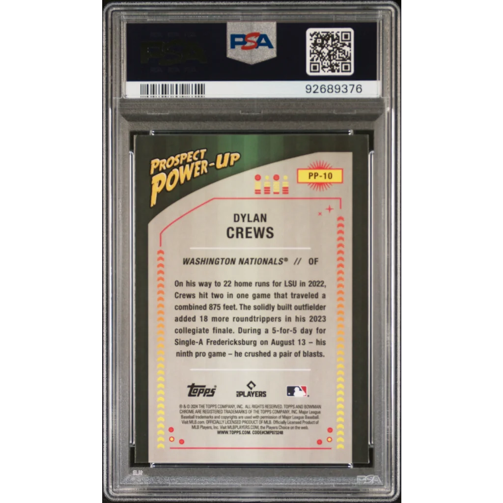Graded 2024 Topps Bowman Dylan Crews #PP10 Prospect Power Up Rookie RC Baseball Card PSA 10 Gem Mint | PSA 10 Gem Mint Graded Rookie Card | vintageantiquesgifts.com
