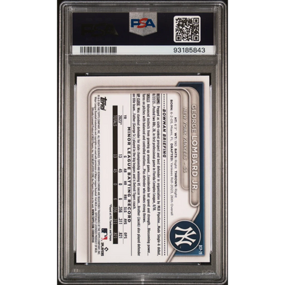 PSA Grade George Lombard Jr Chrome Prospects Lunar Glow Baseball Card on display