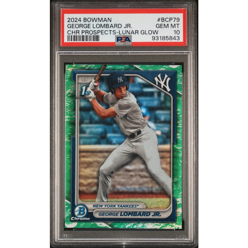 PSA Grade George Lombard Jr Chrome Prospects Lunar Glow baseball card for collectors