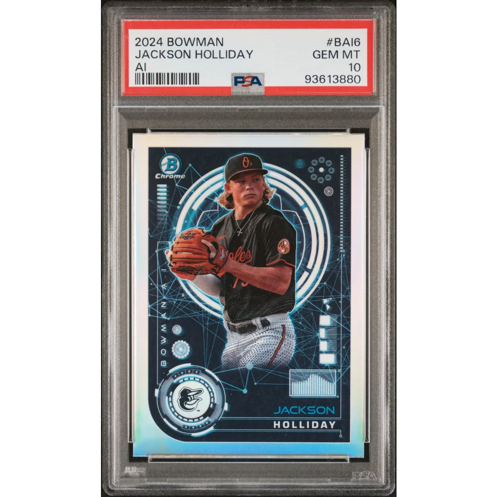 Graded 2024 Topps Bowman Jackson Holliday #BAI6 AI Rookie RC Baseball Card PSA 10 Gem Mint | Hall of Fame Sports Memorabilia | vintageantiquesgifts.com