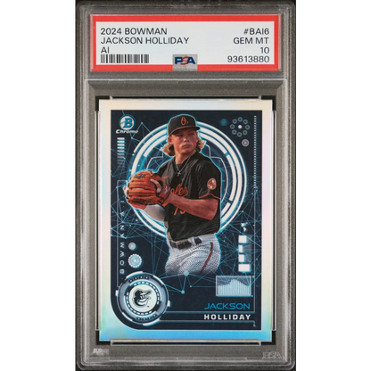 Graded 2024 Topps Bowman Jackson Holliday #BAI6 AI Rookie RC Baseball Card PSA 10 Gem Mint | Hall of Fame Sports Memorabilia | vintageantiquesgifts.com