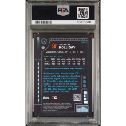 Graded 2024 Topps Bowman Jackson Holliday #BAI6 AI Rookie RC Baseball Card PSA 10 Gem Mint | PSA 10 Gem Mint Graded Rookie Card | vintageantiquesgifts.com