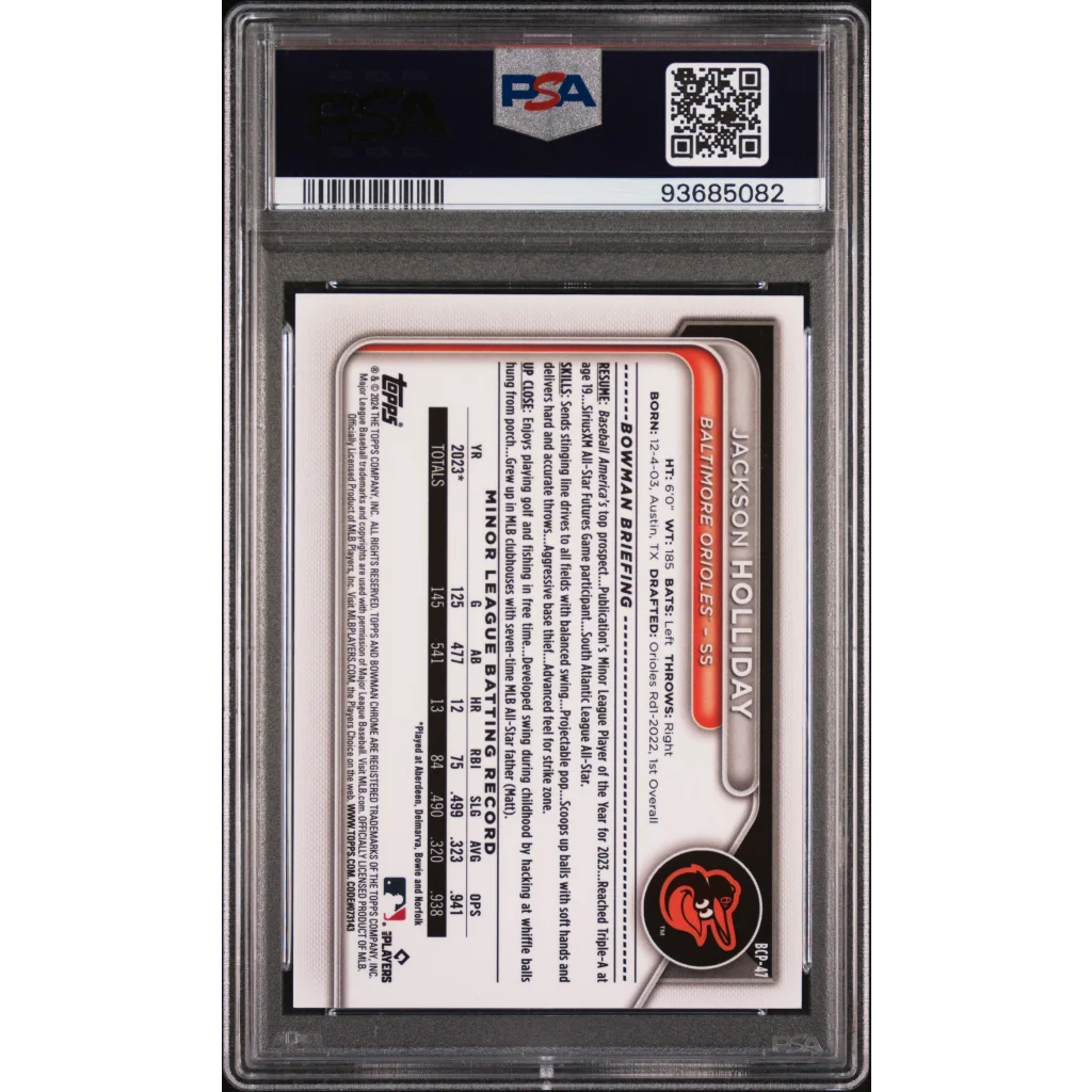 Graded PSA 10 Jackson Holliday Chrome Speckle Rookie Card for sale