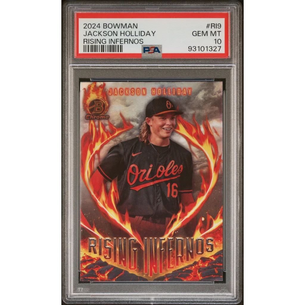Graded 2024 Topps Bowman Jackson Holliday #RI9 Rising Infernos Rookie RC Baseball Card PSA 10 Gem Mint | Hall of Fame Sports Memorabilia | vintageantiquesgifts.com