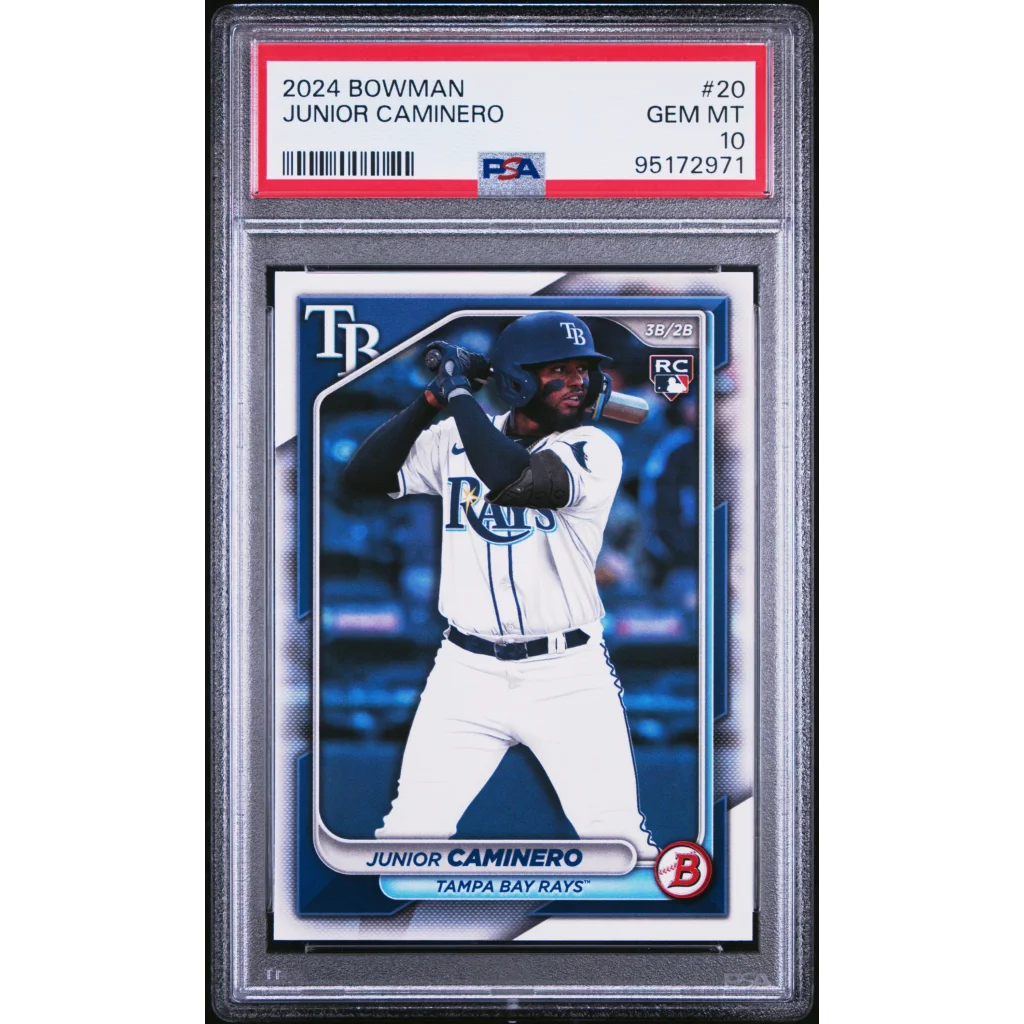 PSA 10 GEM MINT Junior Caminero 2024 Bowman Rookie Card baseball card
