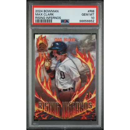 Graded 2024 Topps Bowman Max Clark #RI8 Rising Infernos Rookie RC Baseball Card PSA 10 Gem Mint | Hall of Fame Sports Memorabilia | vintageantiquesgifts.com