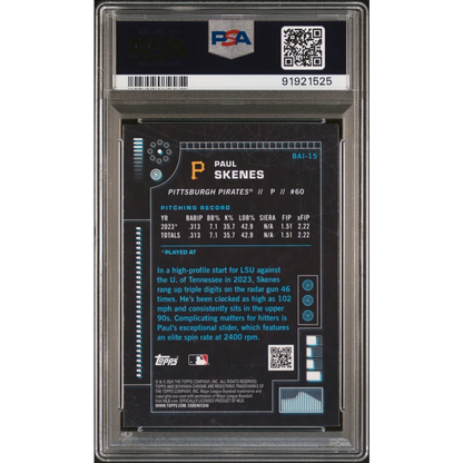 Graded Paul Skenes 2024 Bowman sports card PSA 10 Gem Mint topps bowman