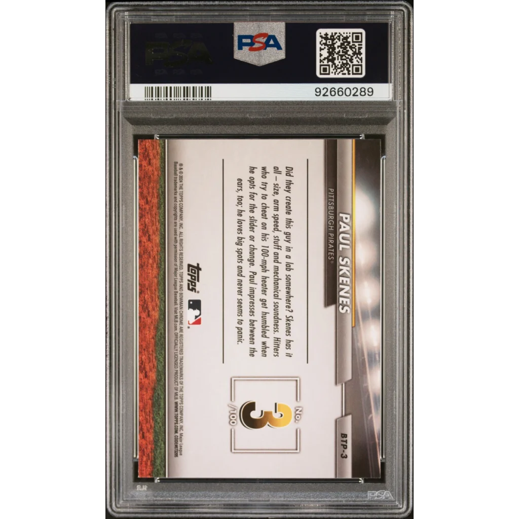 A graded Paul Skenes baseball card from Professional Sports Authenticator for sports fans