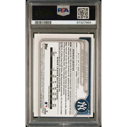 PSA graded 2024 Bowman Sapphire Agustin Ramirez Yankees Chrome baseball card