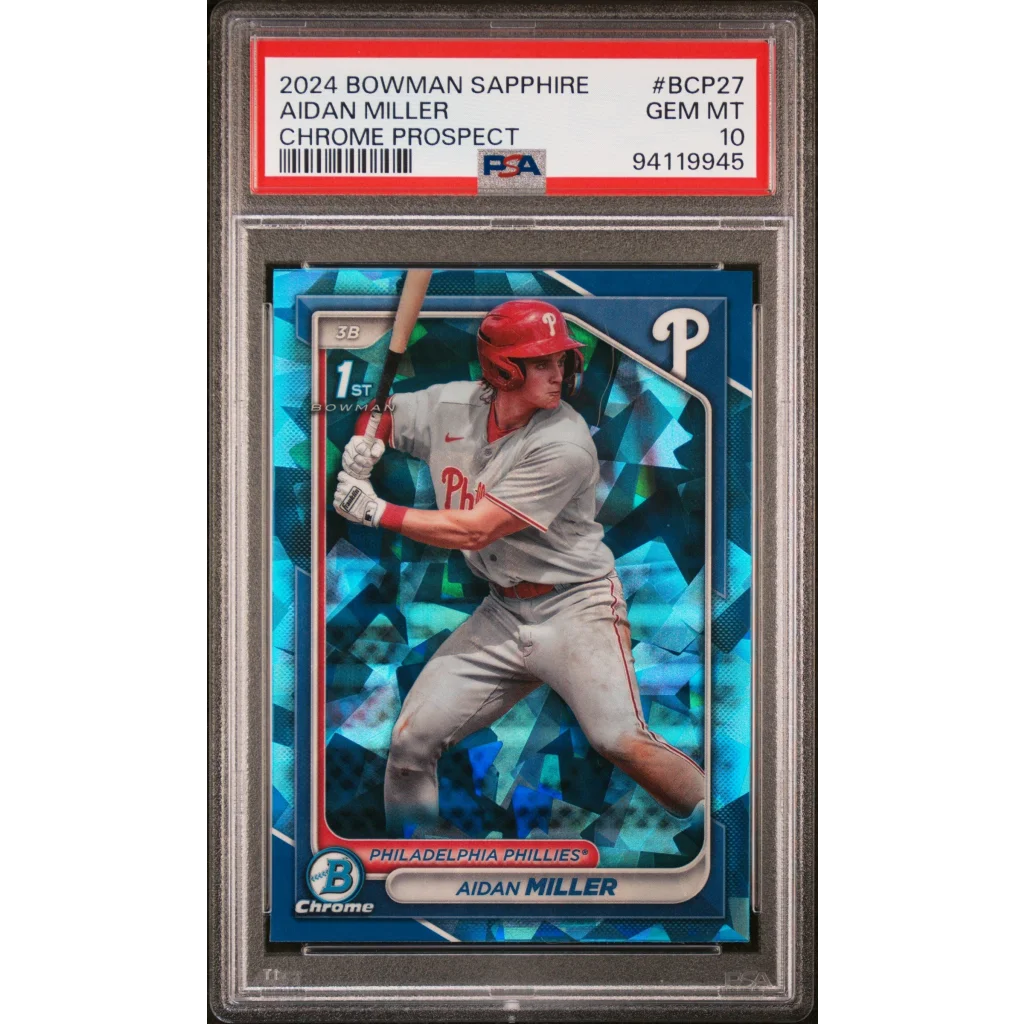 Graded 2024 Topps Bowman Sapphire Aidan Miller #BCP27 Chrome Prospects Rookie RC Baseball Card PSA 10 Gem Mint | Hall of Fame Sports Memorabilia | vintageantiquesgifts.com