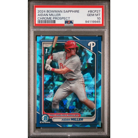 Graded 2024 Topps Bowman Sapphire Aidan Miller #BCP27 Chrome Prospects Rookie RC Baseball Card PSA 10 Gem Mint | Hall of Fame Sports Memorabilia | vintageantiquesgifts.com