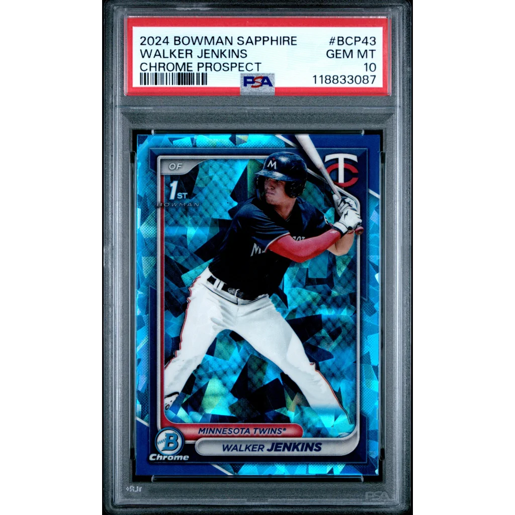 Graded 2024 Topps Bowman Sapphire Walker Jenkins #BCP43 Chrome Prospect Rookie RC Baseball Card PSA 10 Gem Mint | Hall of Fame Sports Memorabilia | vintageantiquesgifts.com