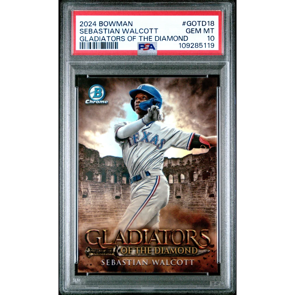 PSA graded Sebastian Walcott 2024 Bowman baseball card from Gladiators of the Diamond set