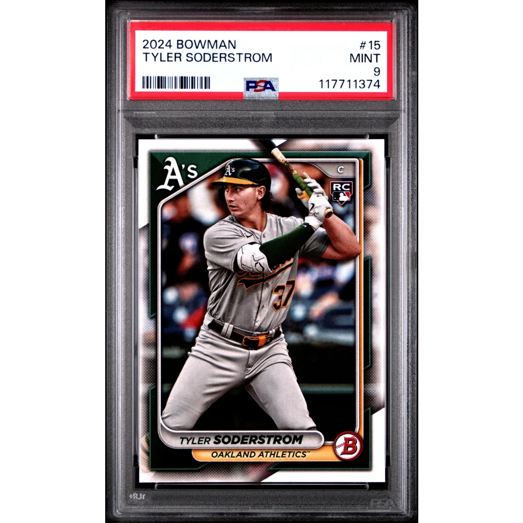 Graded 2024 Topps Bowman Tyler Soderstrom #15 Rookie RC Baseball Card PSA 9 Mint | Hall of Fame Sports Memorabilia | vintageantiquesgifts.com