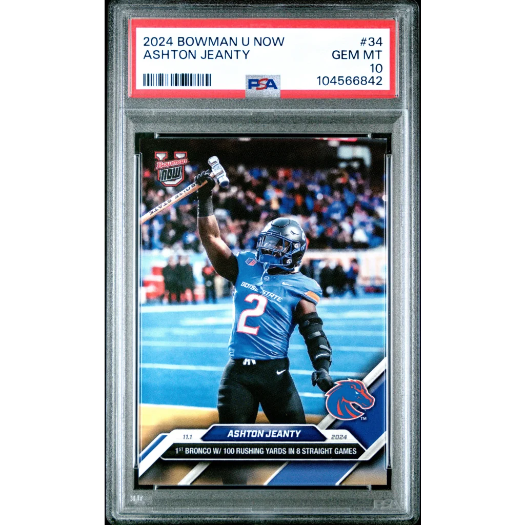PSA Graded 2024 Bowman U Now Ashton Jeanty Boise State Football Card image